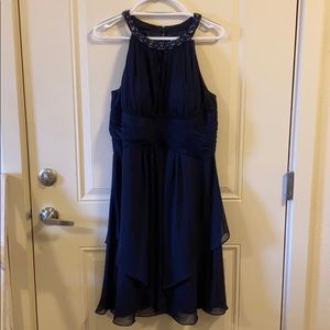 Women’s Eliza J navy blue layered cocktail dress